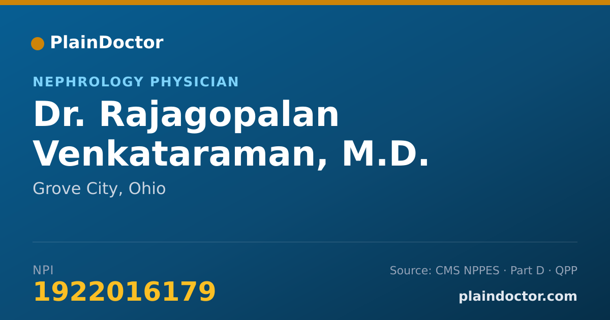 Shareable card for Rajagopalan Venkataraman, M.D. - Nephrology Physician, Grove City, OH
