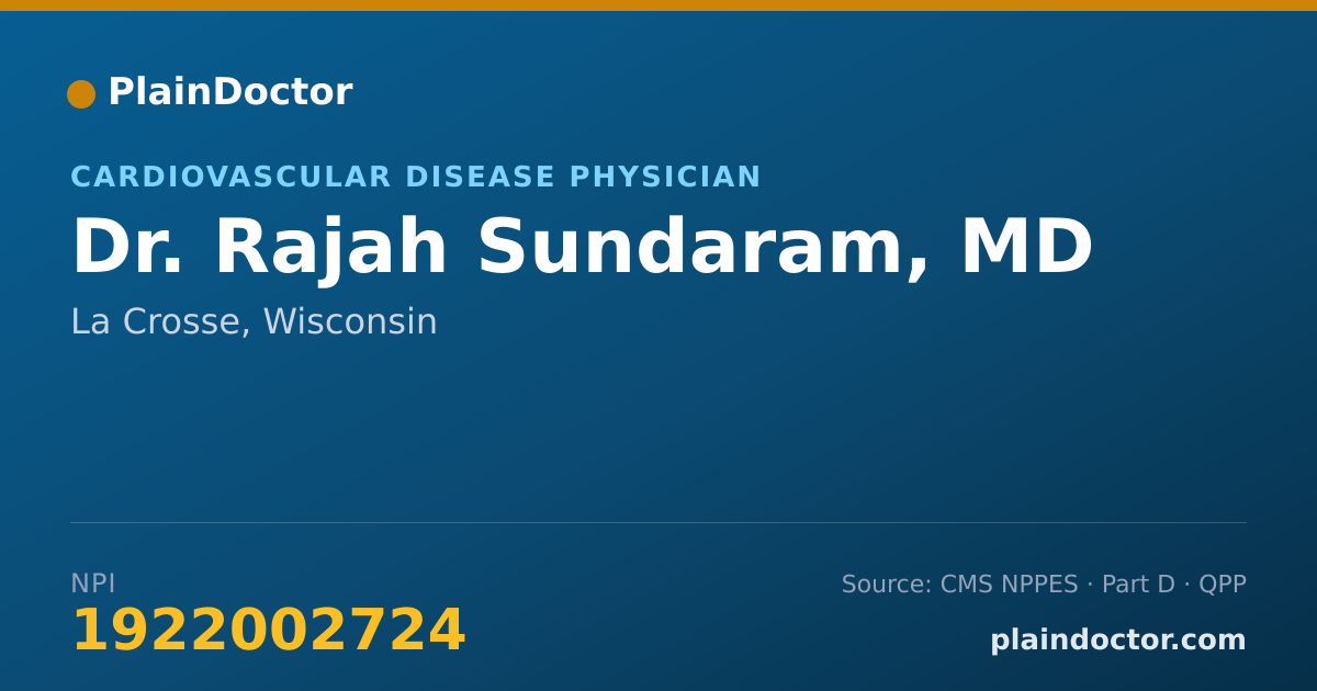 Shareable card for Rajah Sundaram, MD - Cardiovascular Disease Physician, La Crosse, WI