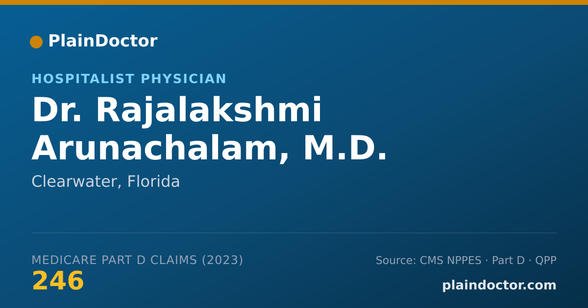 Shareable card for Rajalakshmi Arunachalam, M.D. - Hospitalist Physician, Clearwater, FL