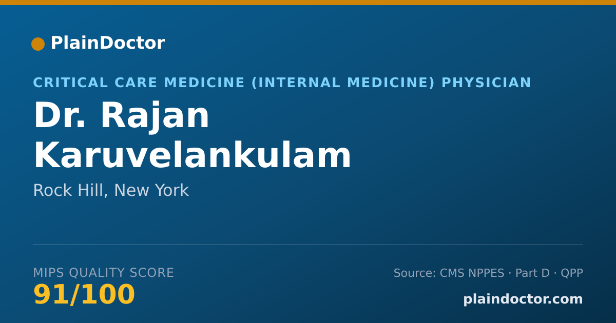 Shareable card for Rajan Karuvelankulam Subbiah, M.D - Critical Care Medicine (Internal Medicine) Physician, Rock Hill, NY