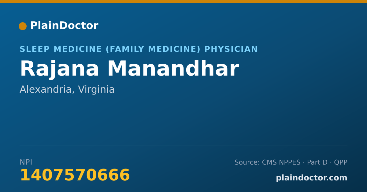 Shareable card for Rajana Manandhar - Sleep Medicine (Family Medicine) Physician, Alexandria, VA
