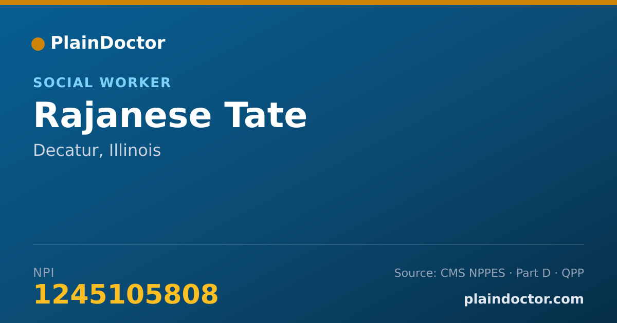 Shareable card for Rajanese Tate - Social Worker, Decatur, IL