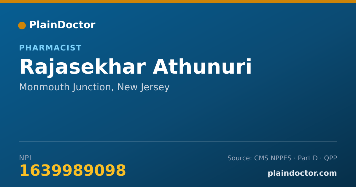 Shareable card for Rajasekhar Athunuri - Pharmacist, Monmouth Junction, NJ