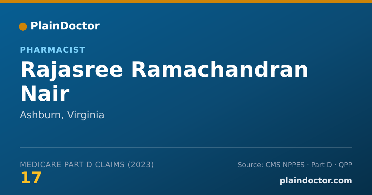 Shareable card for Rajasree Ramachandran Nair - Pharmacist, Ashburn, VA