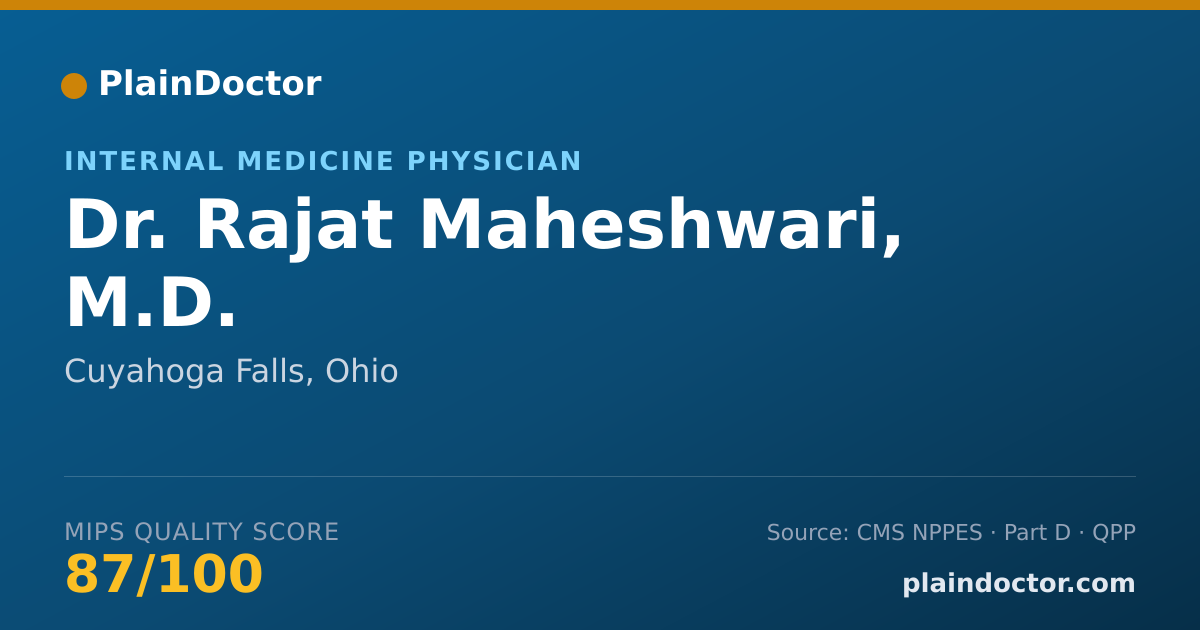Shareable card for Rajat Maheshwari, M.D. - Internal Medicine Physician, Cuyahoga Falls, OH