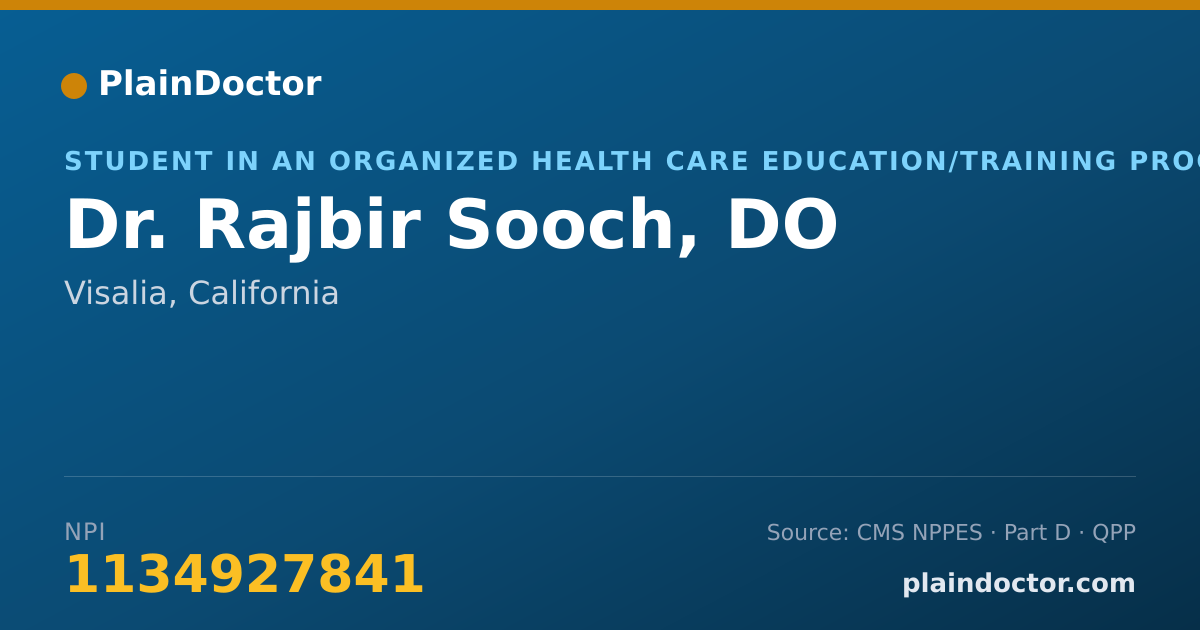 Shareable card for Rajbir Sooch, DO - Student in an Organized Health Care Education/Training Program, Visalia, CA