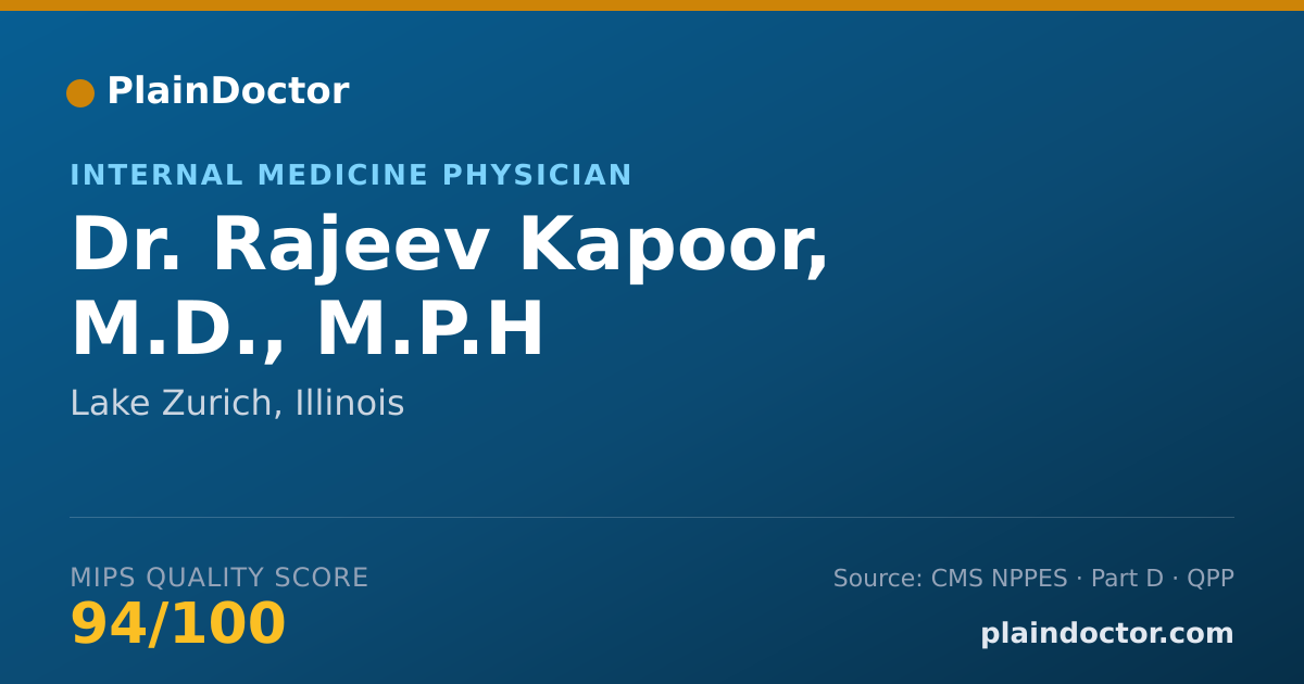 Shareable card for Rajeev Kapoor, M.D., M.P.H - Internal Medicine Physician, Lake Zurich, IL