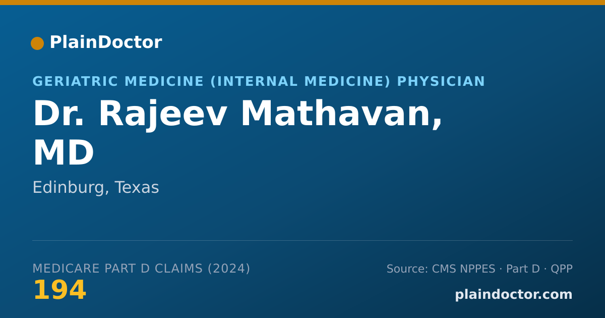 Shareable card for Rajeev Mathavan, MD - Geriatric Medicine (Internal Medicine) Physician, Edinburg, TX