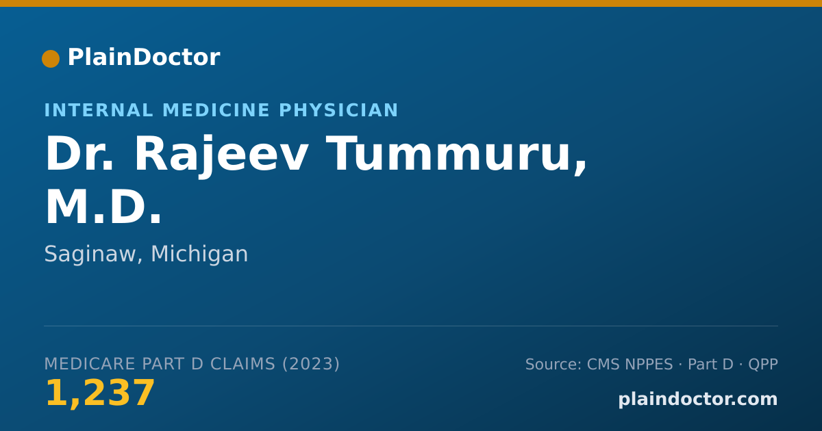 Shareable card for Rajeev Tummuru, M.D. - Internal Medicine Physician, Saginaw, MI