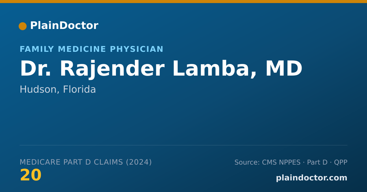 Shareable card for Rajender Lamba, MD - Family Medicine Physician, Hudson, FL