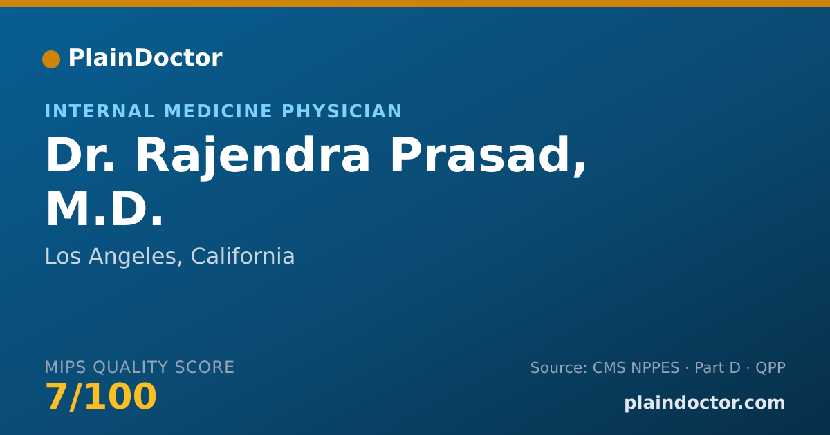 Shareable card for Rajendra Prasad, M.D. - Internal Medicine Physician, Los Angeles, CA