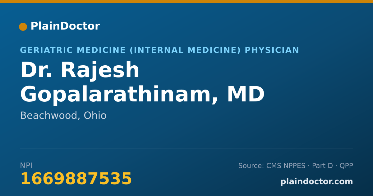 Shareable card for Rajesh Gopalarathinam, MD - Geriatric Medicine (Internal Medicine) Physician, Beachwood, OH