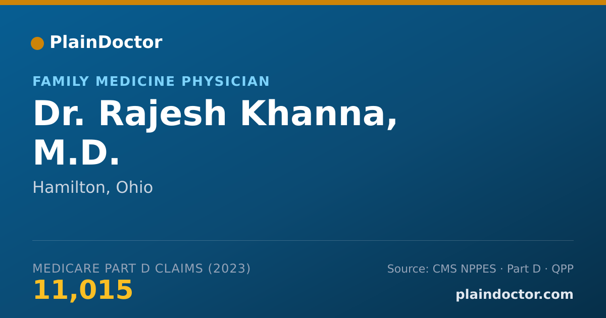 Shareable card for Rajesh Khanna, M.D. - Family Medicine Physician, Hamilton, OH