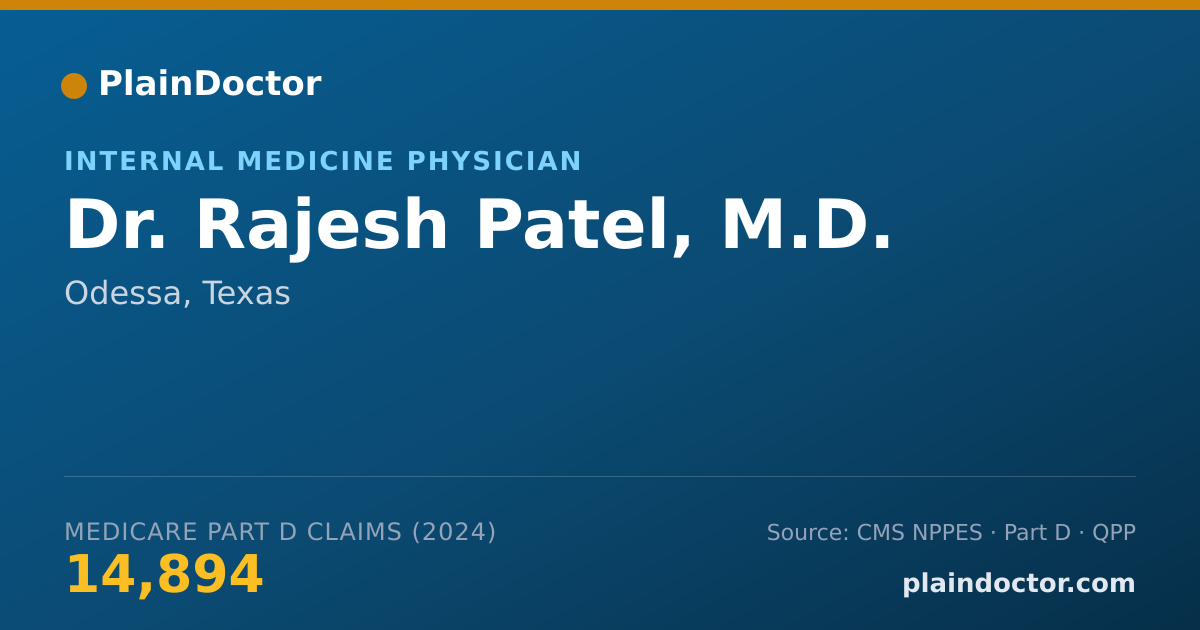 Shareable card for Rajesh Patel, M.D. - Internal Medicine Physician, Odessa, TX