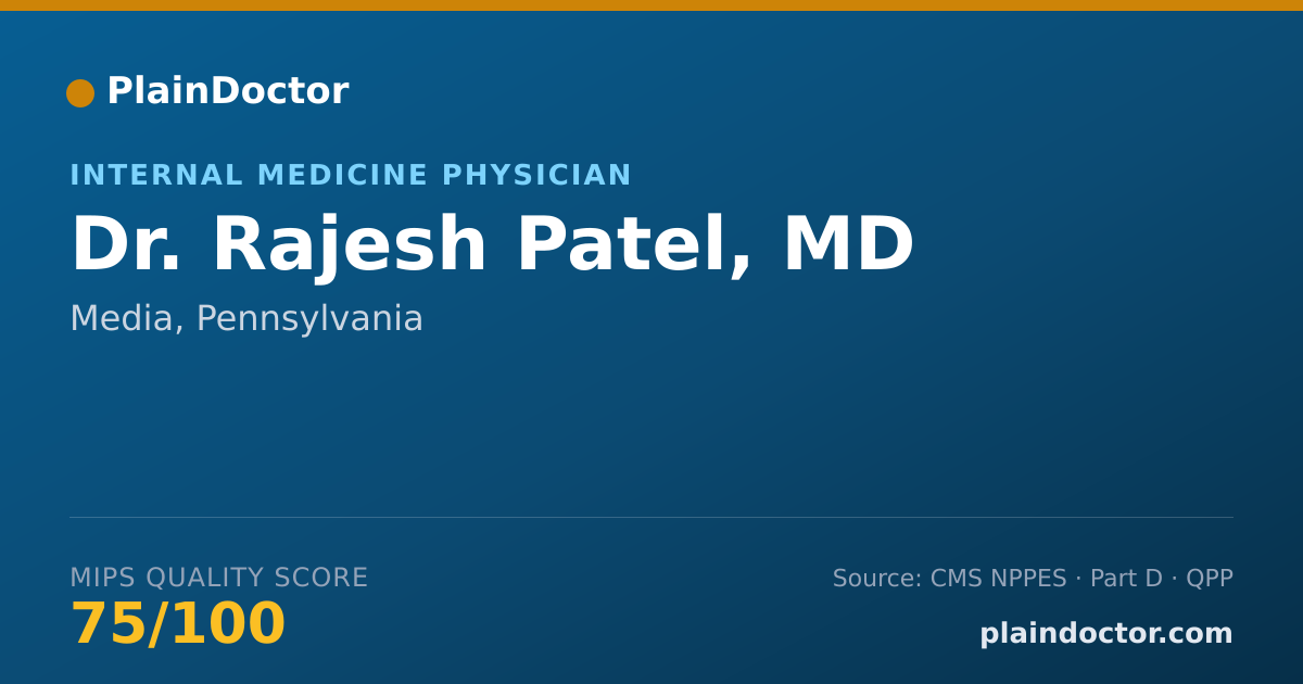 Shareable card for Rajesh Patel, MD - Internal Medicine Physician, Media, PA