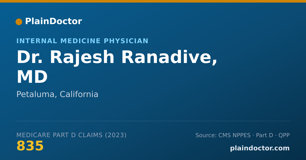 Shareable card for Rajesh Ranadive, MD - Internal Medicine Physician, Petaluma, CA