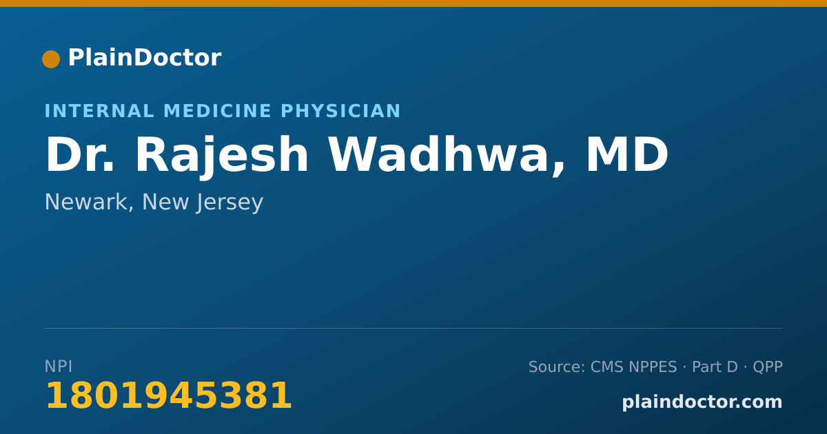 Shareable card for Rajesh Wadhwa, MD - Internal Medicine Physician, Newark, NJ
