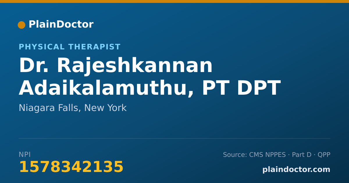 Shareable card for Rajeshkannan Adaikalamuthu, PT DPT - Physical Therapist, Niagara Falls, NY