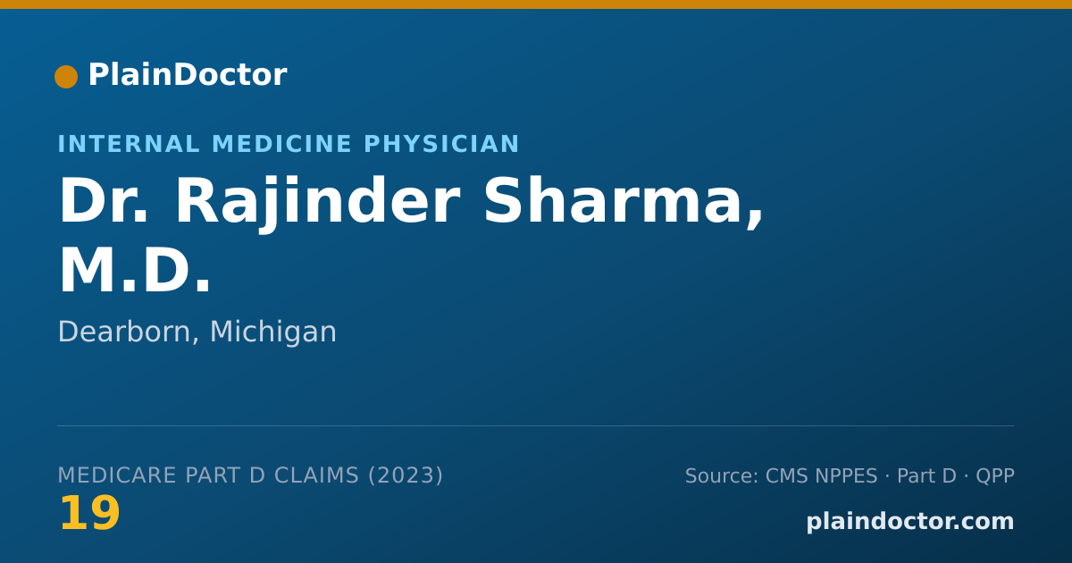 Shareable card for Rajinder Sharma, M.D. - Internal Medicine Physician, Dearborn, MI