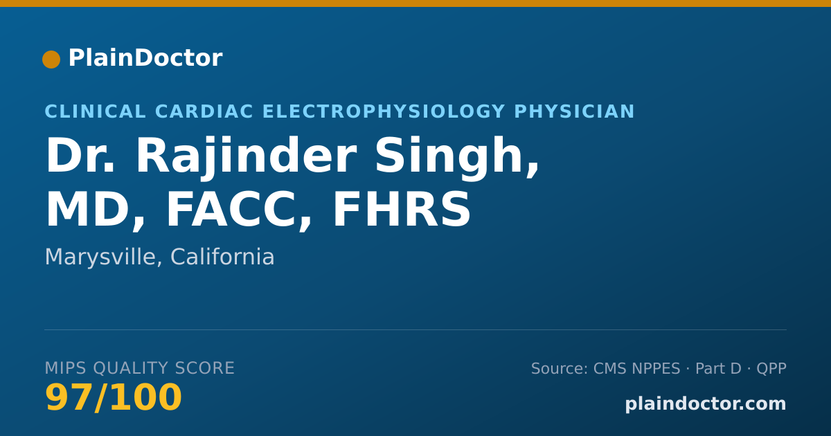 Shareable card for Rajinder Singh, MD, FACC, FHRS - Clinical Cardiac Electrophysiology Physician, Marysville, CA