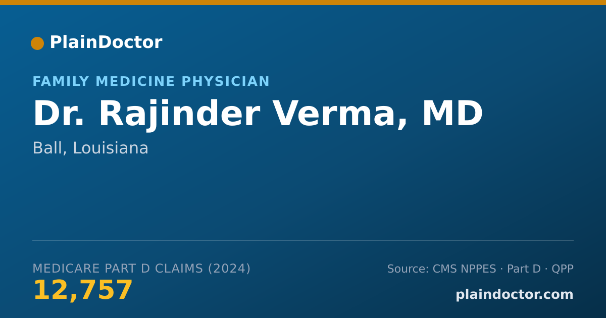 Shareable card for Rajinder Verma, MD - Family Medicine Physician, Ball, LA