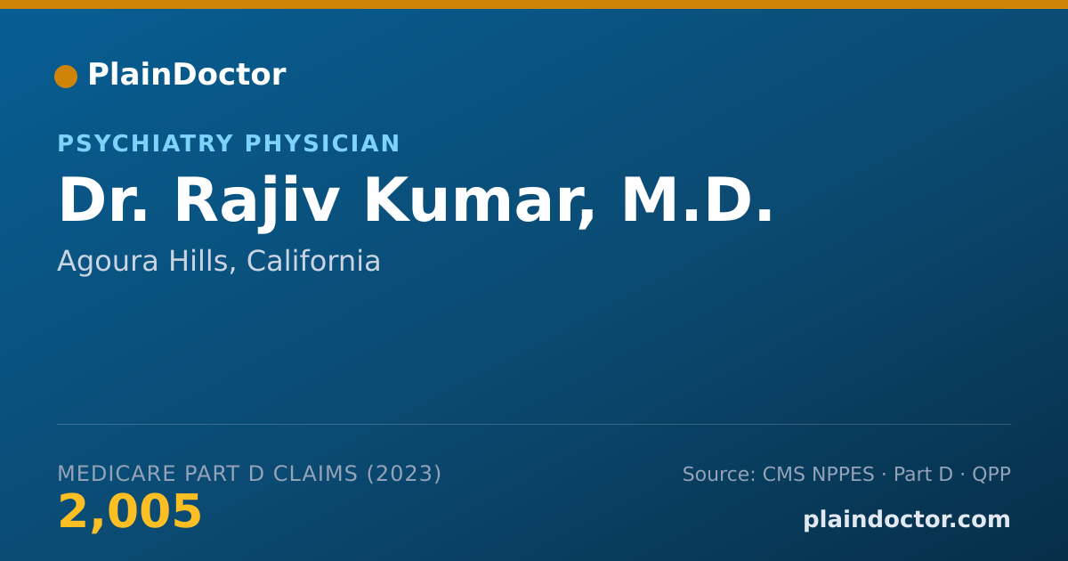 Shareable card for Rajiv Kumar, M.D. - Psychiatry Physician, Agoura Hills, CA