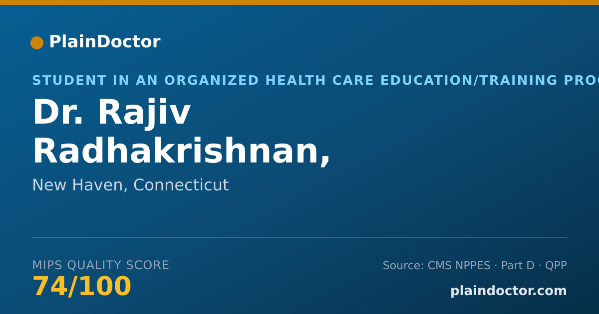 Shareable card for Rajiv Radhakrishnan, M.B.B.S., M.D. - Student in an Organized Health Care Education/Training Program, New Haven, CT