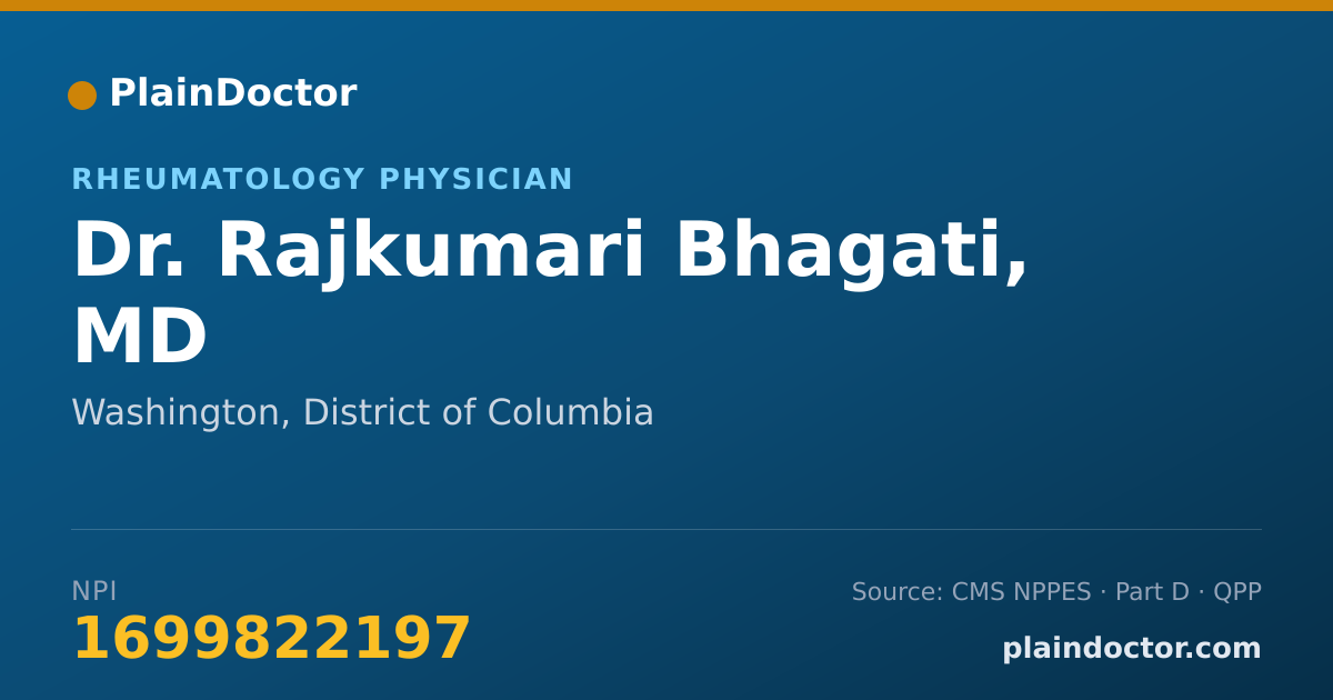 Shareable card for Rajkumari Bhagati, MD - Rheumatology Physician, Washington, DC