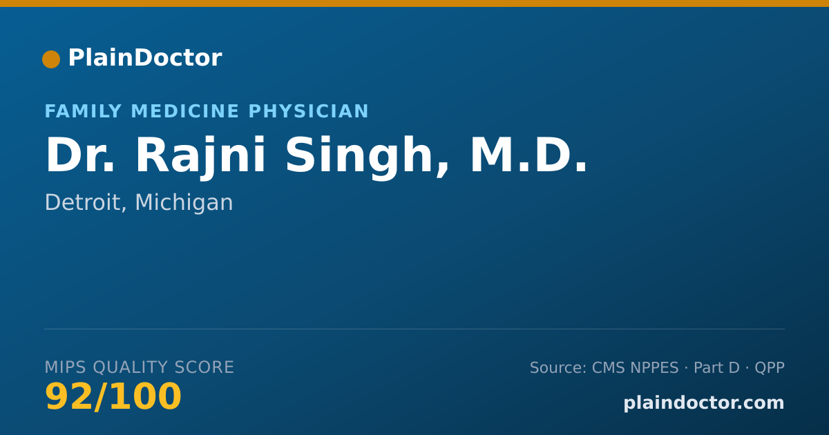 Shareable card for Rajni Singh, M.D. - Family Medicine Physician, Detroit, MI