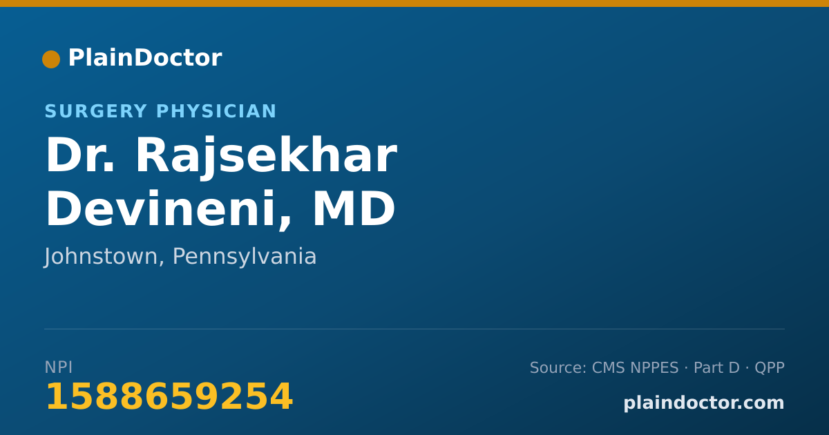 Shareable card for Rajsekhar Devineni, MD - Surgery Physician, Johnstown, PA