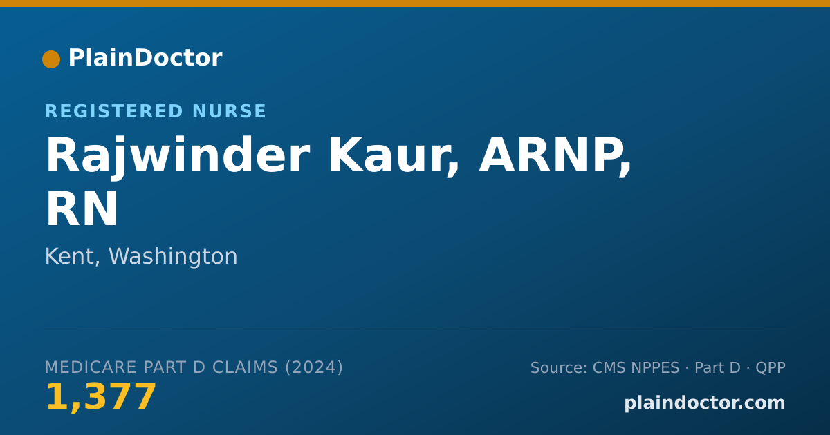 Shareable card for Rajwinder Kaur, ARNP - Psychiatric/Mental Health Nurse Practitioner, Kent, WA