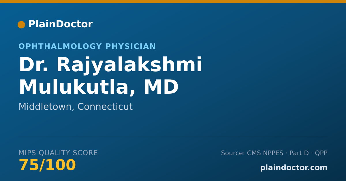 Shareable card for Rajyalakshmi Mulukutla, MD - Ophthalmology Physician, Middletown, CT