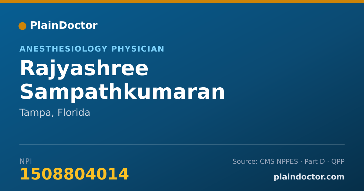 Shareable card for Rajyashree Sampathkumaran - Anesthesiology Physician, Tampa, FL