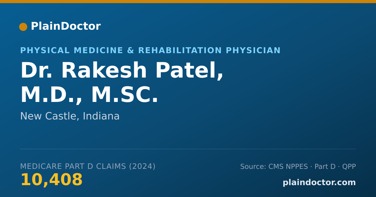 Shareable card for Rakesh Patel, M.D., M.SC. - Physical Medicine & Rehabilitation Physician, New Castle, IN