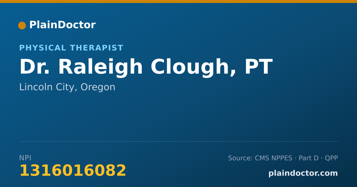 Shareable card for Raleigh Clough, PT - Physical Therapist, Lincoln City, OR