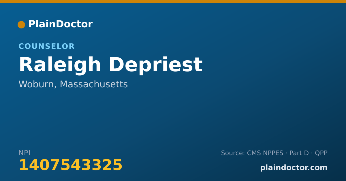 Shareable card for Raleigh Depriest - Counselor, Woburn, MA