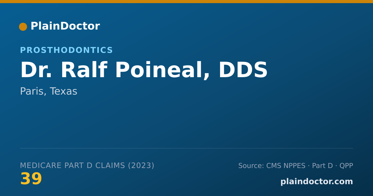 Shareable card for Ralf Poineal, DDS - Prosthodontics, Paris, TX