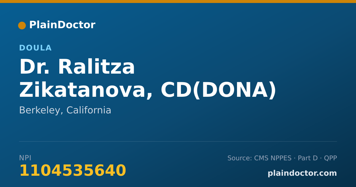 Shareable card for Ralitza Zikatanova, CD(DONA) - Doula, Berkeley, CA