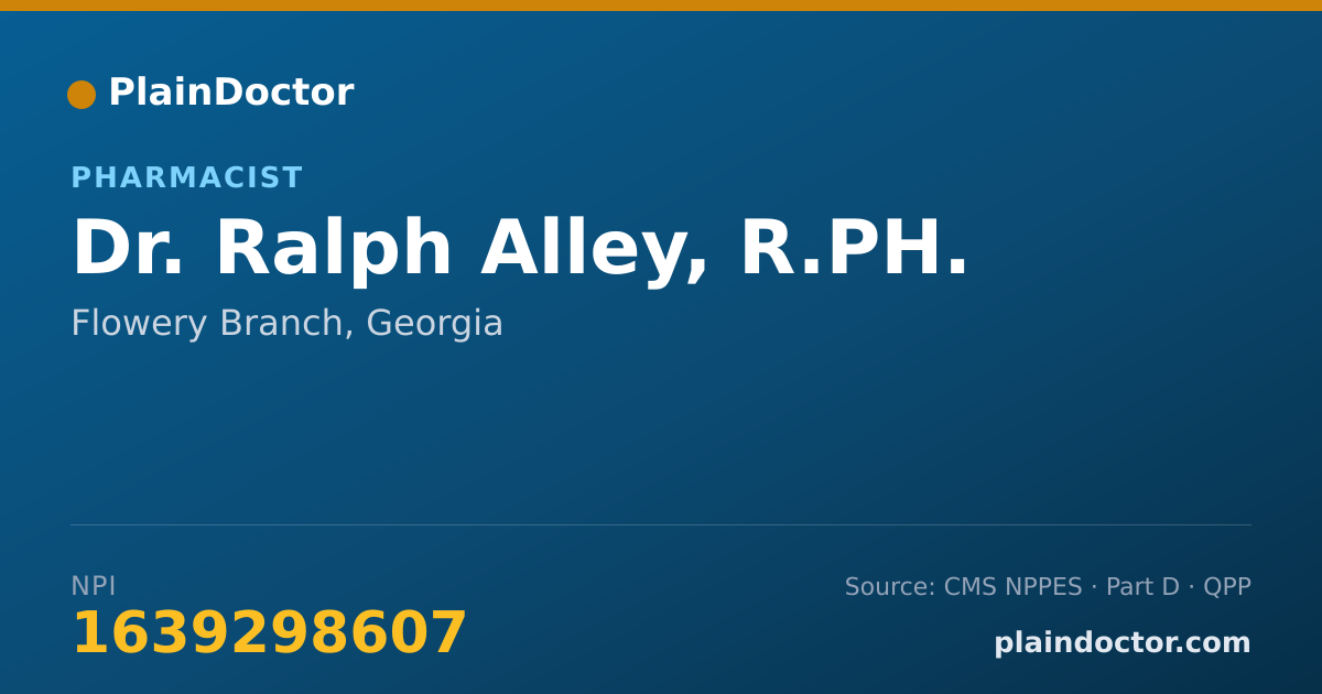 Shareable card for Ralph Alley, R.PH. - Pharmacist, Flowery Branch, GA