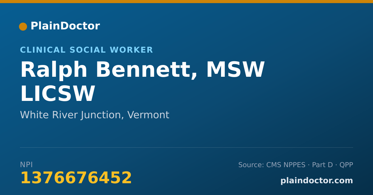 Shareable card for Ralph Bennett, MSW LICSW - Clinical Social Worker, White River Junction, VT