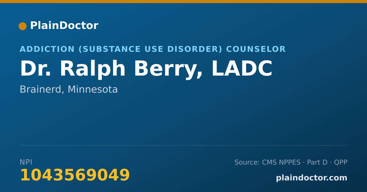 Shareable card for Ralph Berry, LADC - Addiction (Substance Use Disorder) Counselor, Brainerd, MN
