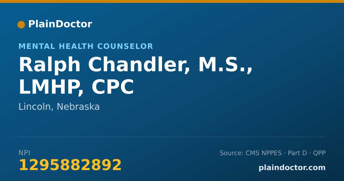 Shareable card for Ralph Chandler, M.S., LMHP, CPC - Mental Health Counselor, Lincoln, NE