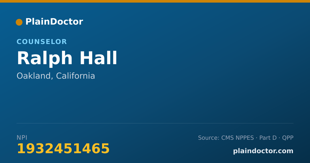 Shareable card for Ralph Hall - Counselor, Oakland, CA