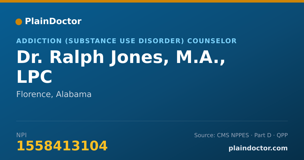 Shareable card for Ralph Jones, M.A., LPC - Addiction (Substance Use Disorder) Counselor, Florence, AL