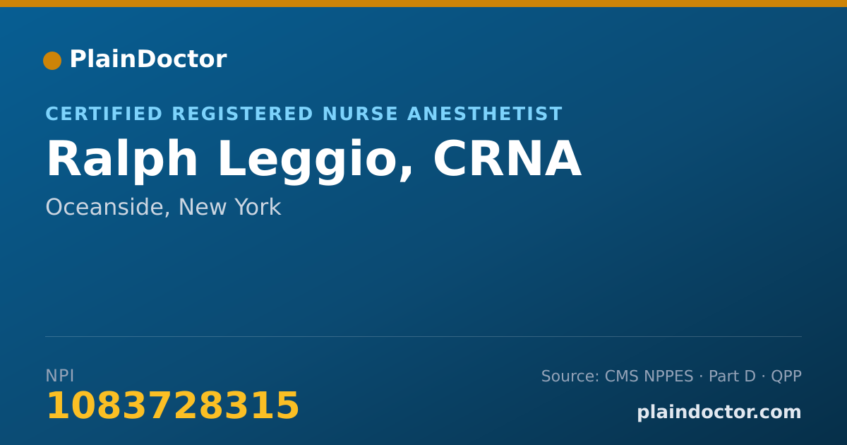 Shareable card for Ralph Leggio, CRNA - Certified Registered Nurse Anesthetist, Oceanside, NY