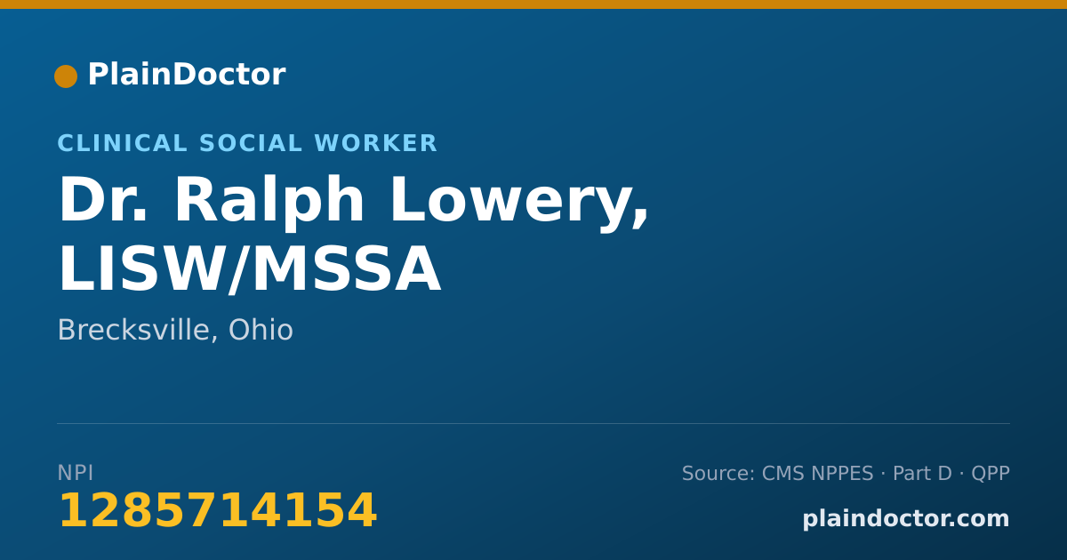 Shareable card for Ralph Lowery, LISW/MSSA - Clinical Social Worker, Brecksville, OH