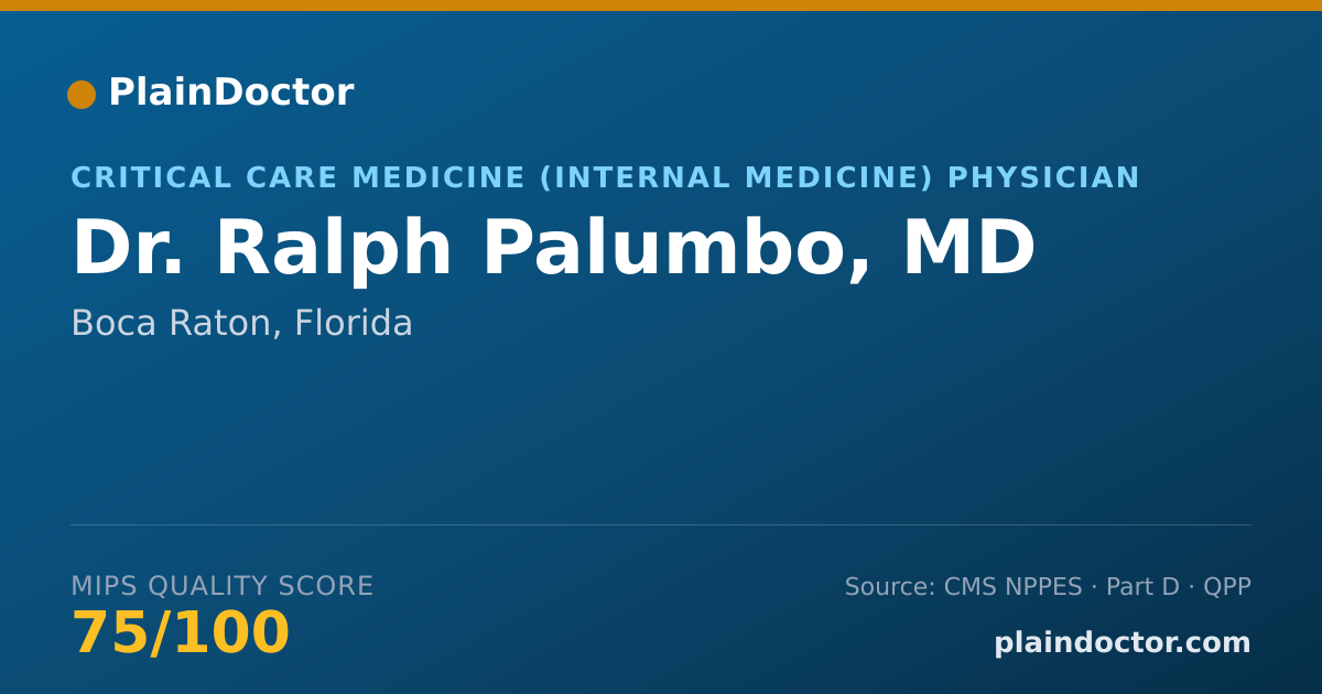Shareable card for Ralph Palumbo, MD - Critical Care Medicine (Internal Medicine) Physician, Boca Raton, FL