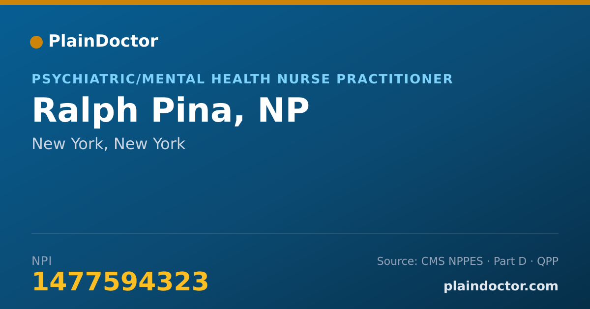 Shareable card for Ralph Pina, NP - Psychiatric/Mental Health Nurse Practitioner, New York, NY