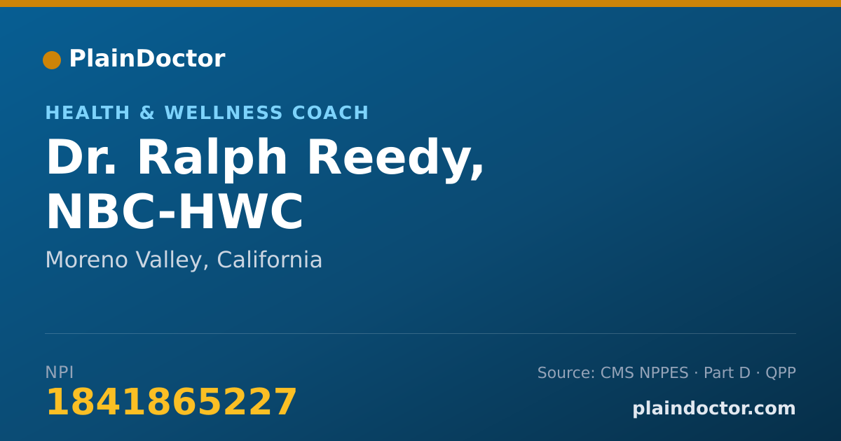 Shareable card for Ralph Reedy, NBC-HWC - Health & Wellness Coach, Moreno Valley, CA