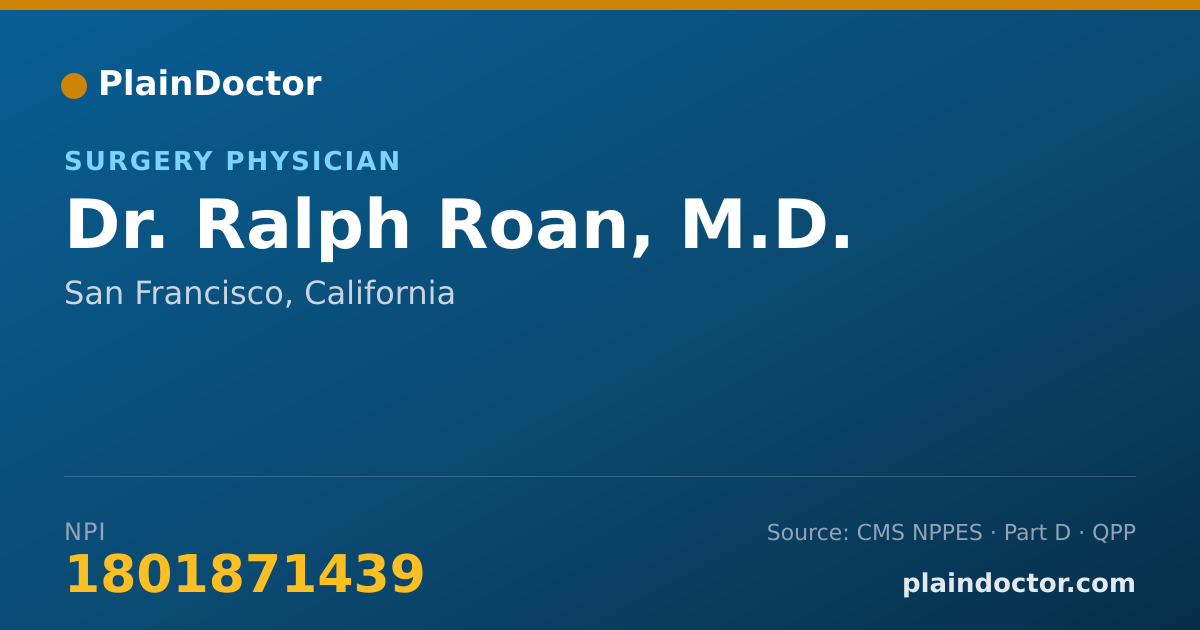 Shareable card for Ralph Roan, M.D. - Surgery Physician, San Francisco, CA